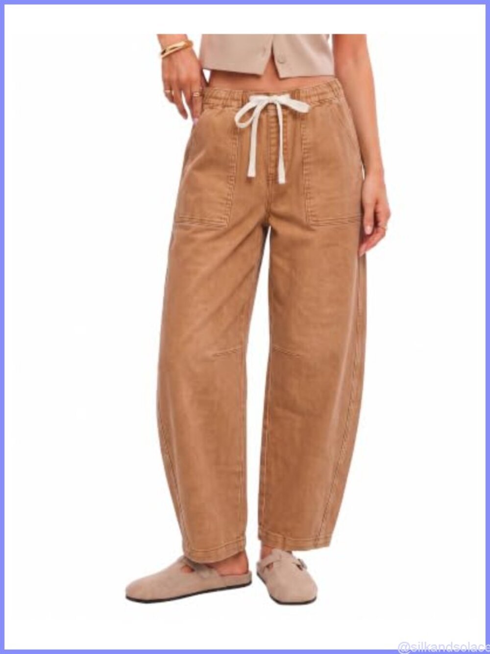 GRAPENT Jeans for Women Baggy Barrel Elastic Waist Stretchy Denim Pants